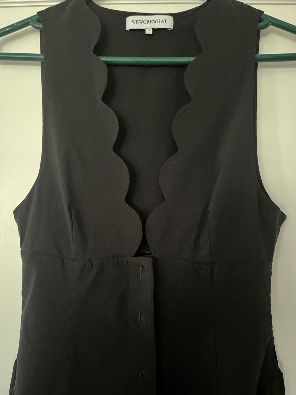 We Wore What Black Sleeveless Midi Dress with Scalloped V-Neck - Picture 4 of 6